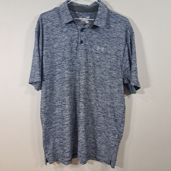 Under Armour Other - Under Armour Men's Heather Blue Loose Heat Gear Polo Large